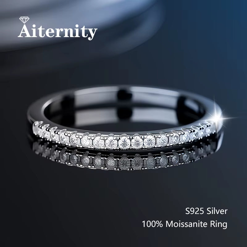 100% Pass Diamond Tester Pen Moissanite Ring Matching Wedding Diamond Band for Women 925 Sterling Silver Female Single Tail Ring