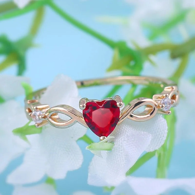 Simple Heart Ring for Women Female Cute Finger Rings Romantic Birthday Gift for Girlfriend Fashion Zircon Stone Jewelry