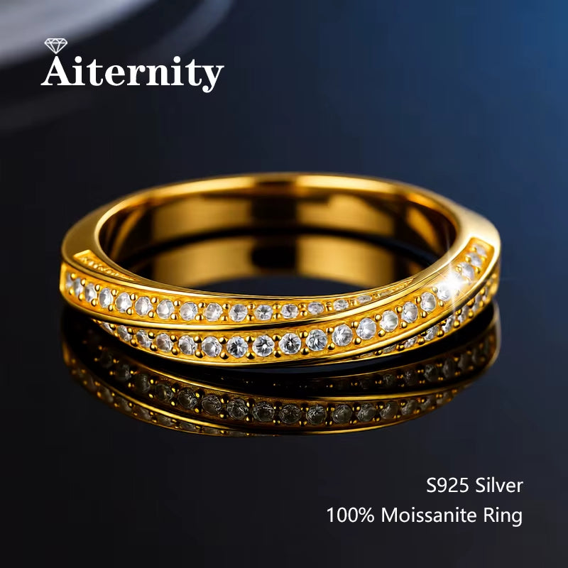 100% Pass Diamond Tester Pen Moissanite Ring Matching Wedding Diamond Band for Women 925 Sterling Silver Female Single Tail Ring