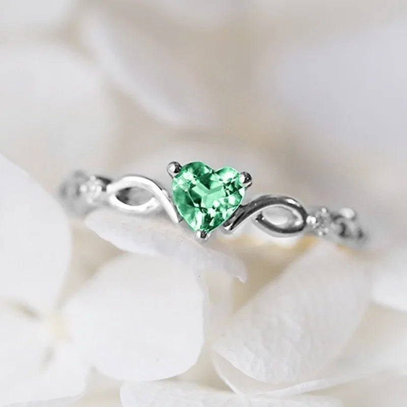 Simple Heart Ring for Women Female Cute Finger Rings Romantic Birthday Gift for Girlfriend Fashion Zircon Stone Jewelry