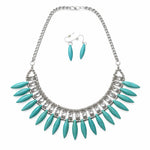 TURQ BEADED With DIAMOND NECKLACE SET