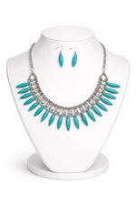 TURQ BEADED With DIAMOND NECKLACE SET
