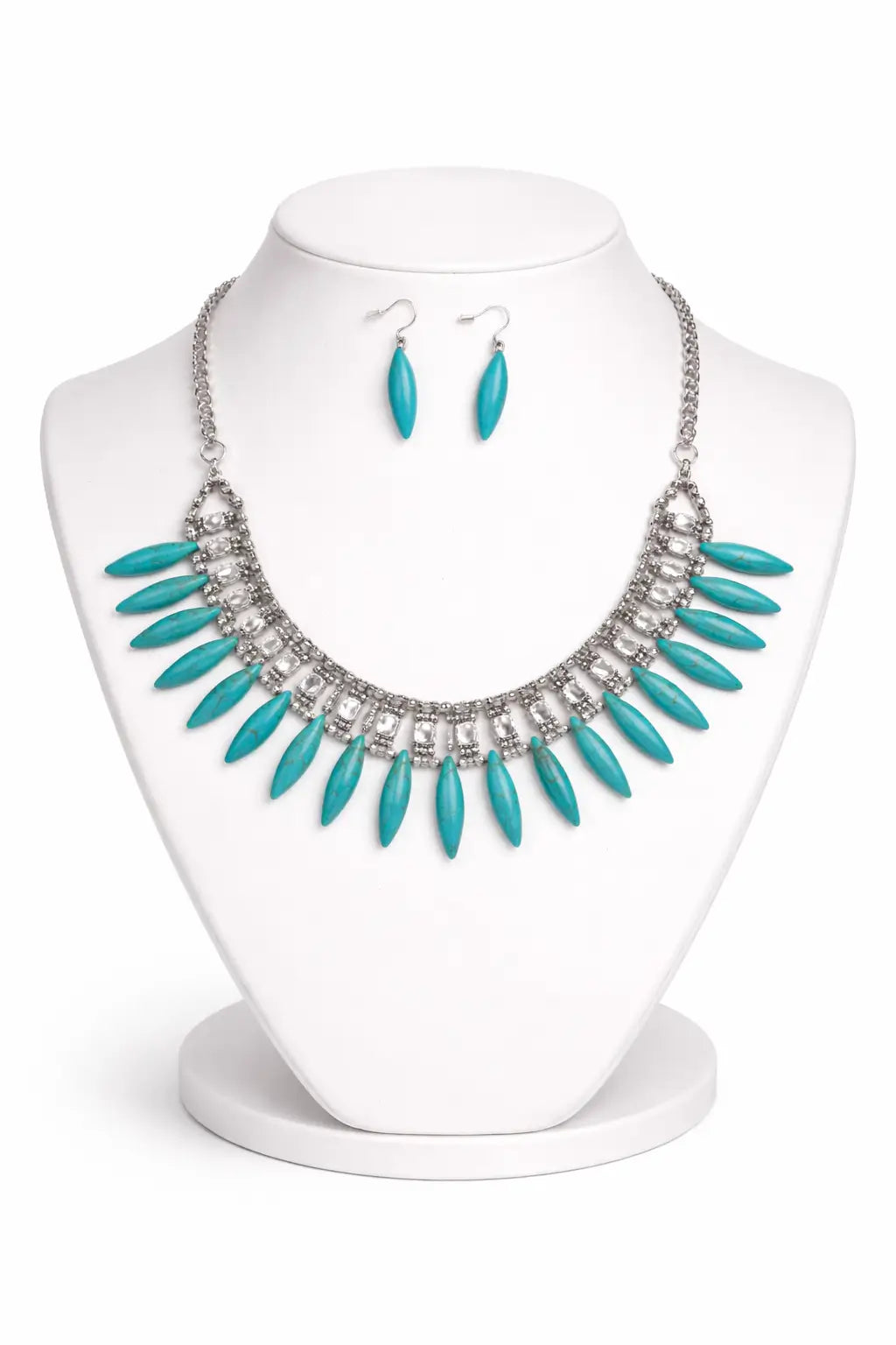TURQ BEADED With DIAMOND NECKLACE SET