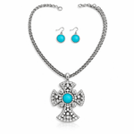 CONCHO DIAMOND CROSS NECKLACE SET