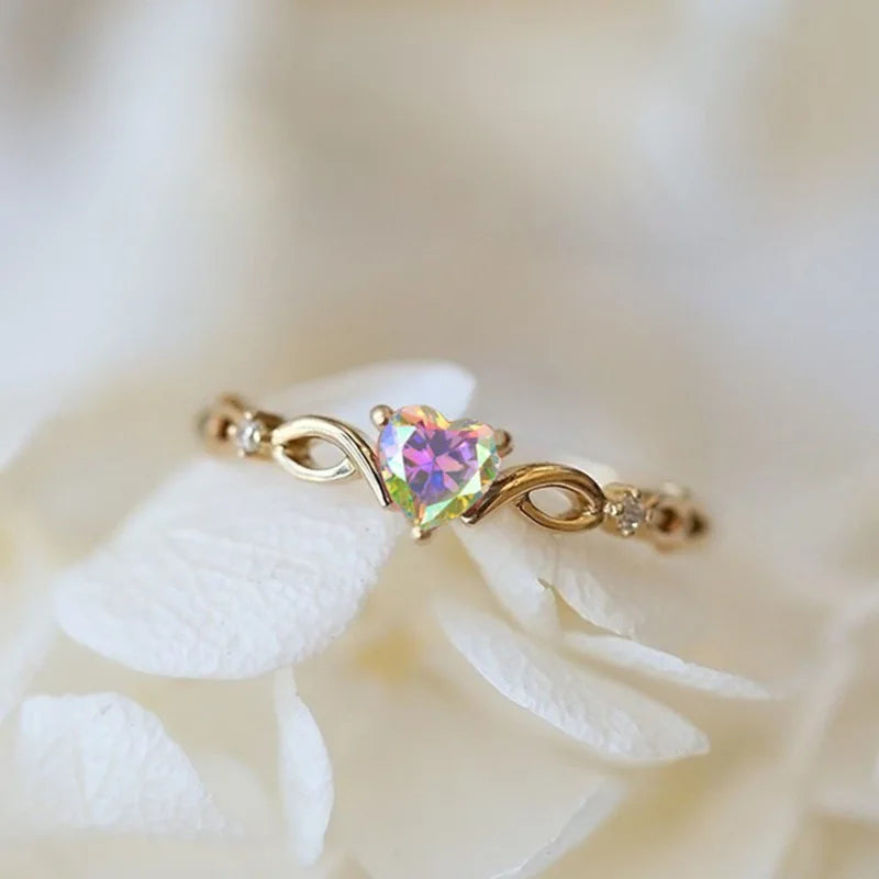 Simple Heart Ring for Women Female Cute Finger Rings Romantic Birthday Gift for Girlfriend Fashion Zircon Stone Jewelry