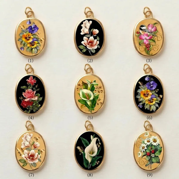 Flowers Enamel Pendant In Copper With 18K Real Gold Plated Finish, Perfect For Spring