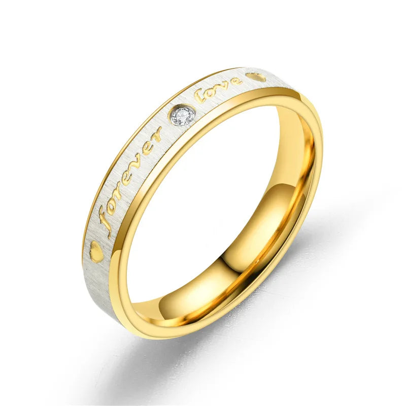 New Forever Love Couple Ring for Women Men Heart Stainless Steel Wedding Ring Fashion Engaged Party Jewelry