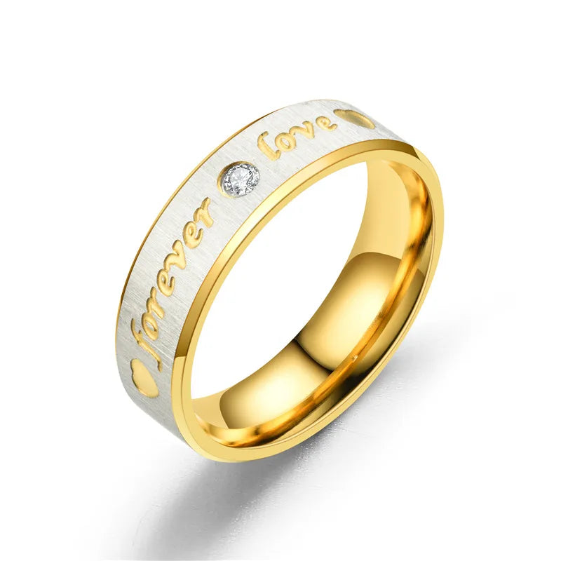 New Forever Love Couple Ring for Women Men Heart Stainless Steel Wedding Ring Fashion Engaged Party Jewelry