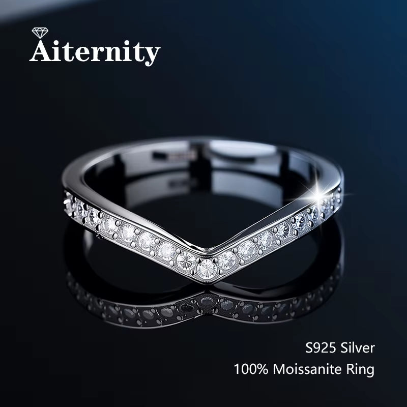 100% Pass Diamond Tester Pen Moissanite Ring Matching Wedding Diamond Band for Women 925 Sterling Silver Female Single Tail Ring