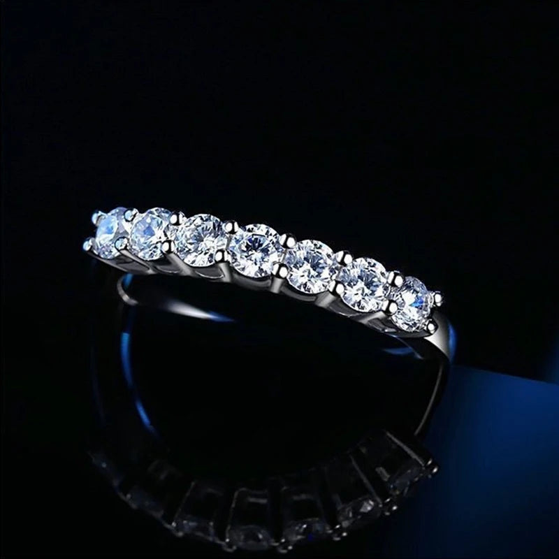 100% Pass Diamond Tester Pen Moissanite Ring Matching Wedding Diamond Band for Women 925 Sterling Silver Female Single Tail Ring