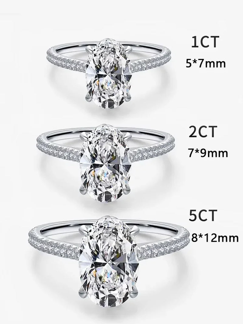925 Sterling Silve Gorgeous Shiny Zirconia 1-5CT Oval Stone Ring for Women Engagement Wedding Luxury High Quality Fine Jewelry
